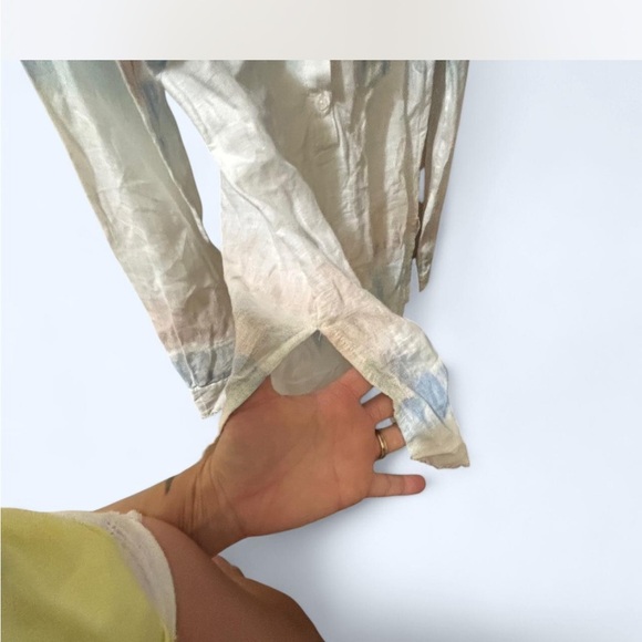 INC international Cream Tie Dye Long Sleeve‎ Pullover Blouse Top - Picture 3 of 6